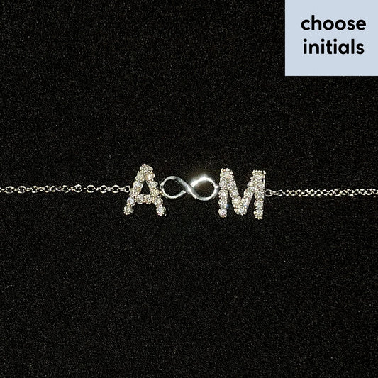 Infinity chain bracelet with ANY initials