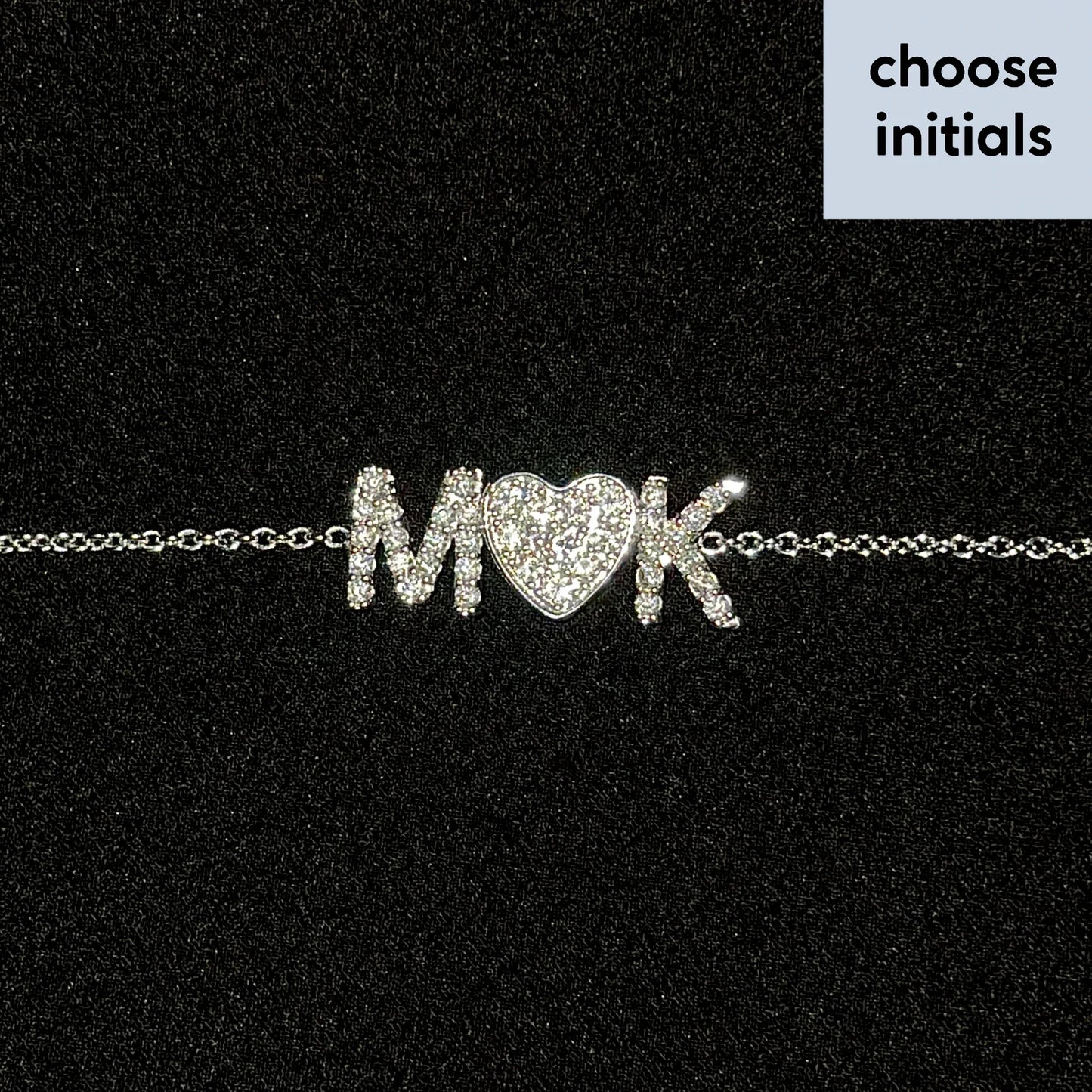 Сhain bracelet with heart and ANY initials